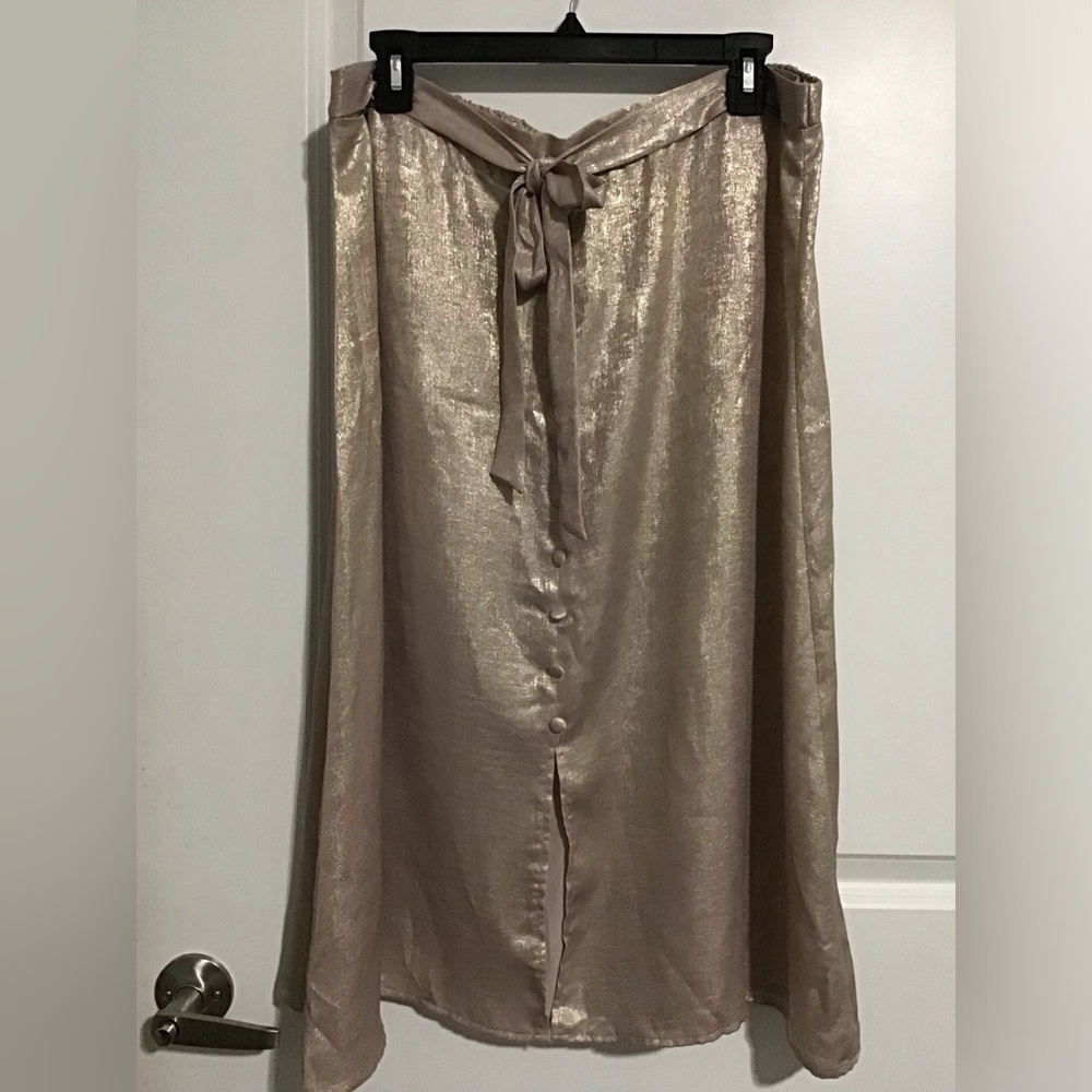 NYC Shimmering Gold Midi Skirt Size L